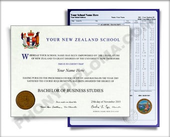 International College Diploma and Transcripts, New Zealand Design #2 Int NZ T 2